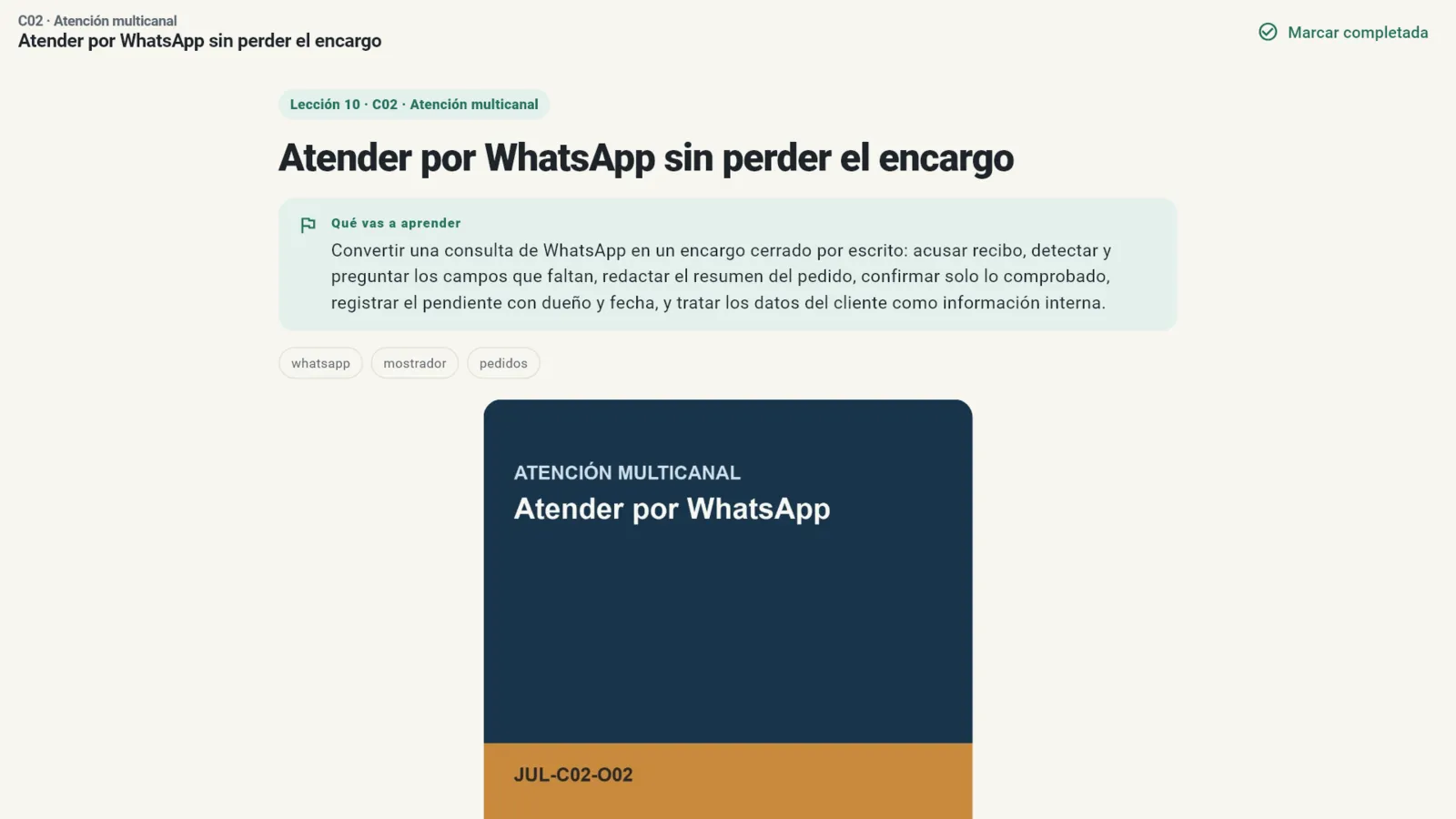 La lección, con su texto y sus figuras.
